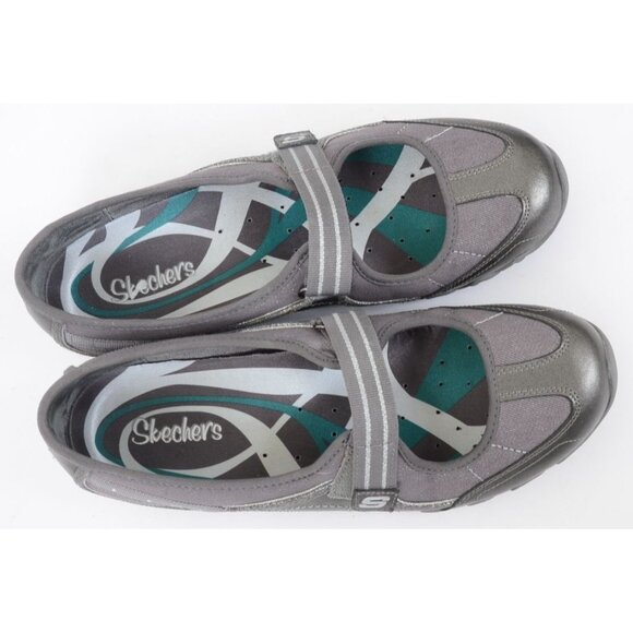 Skechers Speedsters Grey Leather Women's 10 Mary Jane Hook & Loop Slip On Flats - Picture 3 of 8